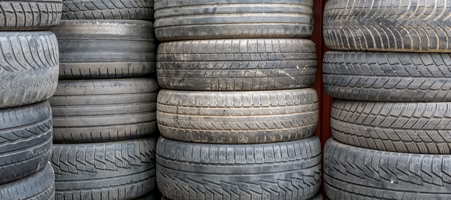 Stacks of used car tires