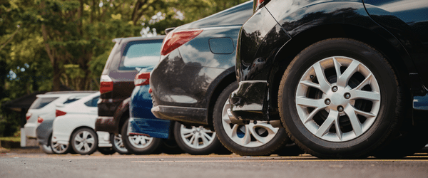 A row of parked cars